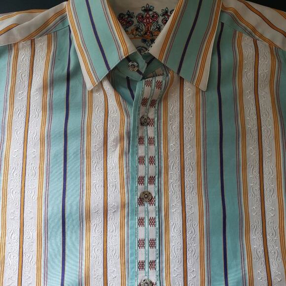 ROBERT GRAHAM STRIPED BUTTON DOWN SIZE MED - Picture 8 of 9